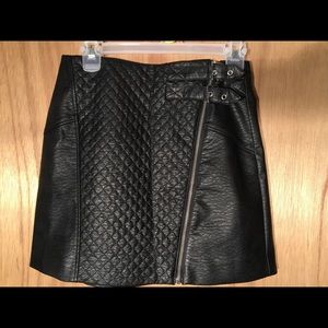 Black Quilted Leather Skirt
